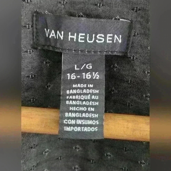 VAN HEUSEN mens dress shirt long sleeve, grey large, 16-16  1/2 - Picture 6 of 9